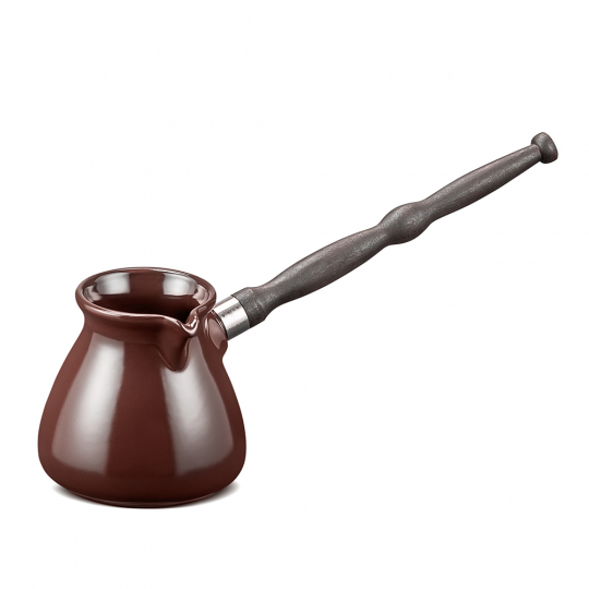 Керамическая кофейная турка, джезва, ибрик «Инове» со съёмной деревянной ручкой, объем 300 мл, цвет красный